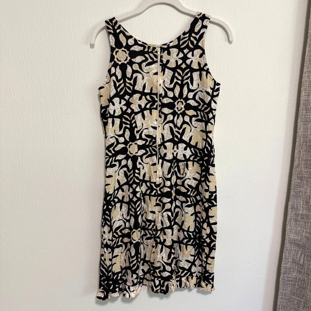 Vintage Manuhealii White Tag Womens Hawaiian Mini Dress Quilt Ruffle Hem Rayon - Picture 2 of 13
